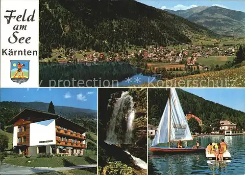 Feld See Panorama Brennseehof Hotel Restaurant Wasserfall Segeln Tretboot Kat. Feld am See