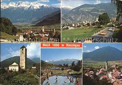 Mals Suedtirol Kirche Schwimmbad Kat. Mals Vinschgau