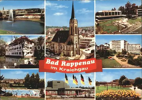 Bad Rappenau Kurhaus Kirche Sole Hallenbad Schloss Schwarzberg Sanatorium Wellenbad Kurhaus Kurpark Kat. Bad Rappenau