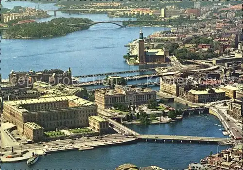 Stockholm Fliegeraufnahme Slottet och Stadshuset Kat. Stockholm