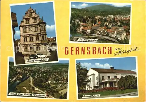 Gernsbach Blick vom Schloss Eberstein Rathaus  Kat. Gernsbach
