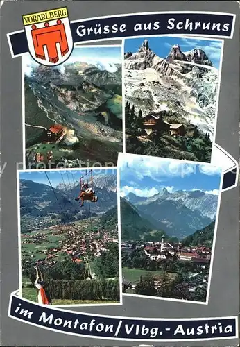 Schruns Vorarlberg Gesamtansicht mit Alpenpanorama Berghaus Montafon Kat. Schruns