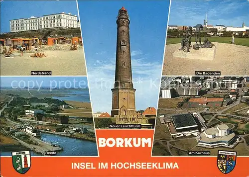 Borkum Nordseebad Neuer Leuchtturm Reede Die Badenden Fliegeraufnahme Kurhaus Kat. Borkum