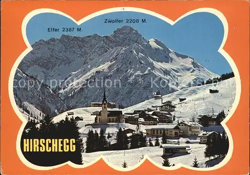 Hirschegg Kleinwalsertal Vorarlberg Blick zum Elfer und Zwoelfer Kat. Mittelberg