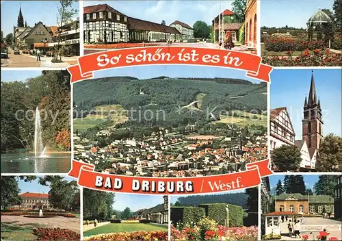 Bad Driburg Orts und Teilansichten Park Fontaene Kirche Kat. Bad Driburg