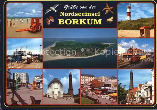 Borkum Nordseebad Strand Leuchtturm Faehre Fliegeraufnahme Promenade Kat. Borkum