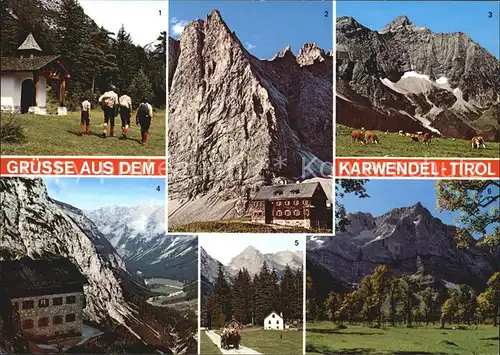 Tirol Region Birzlkapelle Falkenhuette Ladizalm Karwendelhaus Larchetalm Ahornboden Spritzkarspitze Kat. Innsbruck