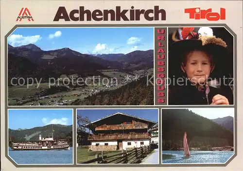 Achenkirch Panorama Tracht Fahrgastschiff Gasthof See Kat. Achenkirch am Achensee