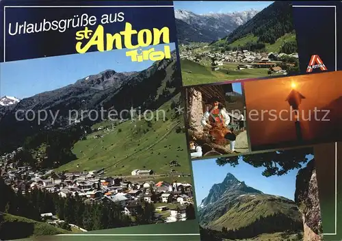 St Anton Arlberg Panorama Trachten Wegekreuz Gipfelblick Kat. St. Anton am Arlberg