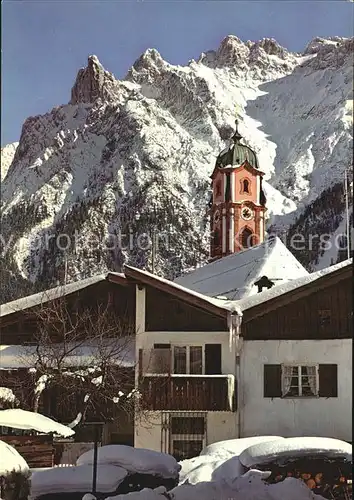 Mittenwald Karwendel Tirol Ortspartie mit Kirche Kat. Schwaz