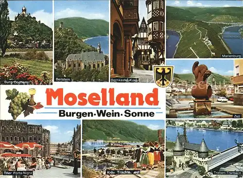 Mosel Region Burgn Wein Sonne Trier Kroev Traben Trarbach Bernkaste Kuesa Beistein  Kat. Koblenz