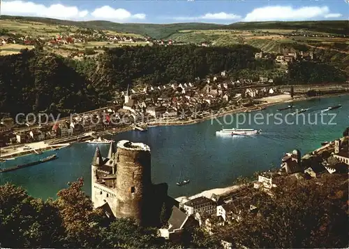 St Goar Fliegeraufnahme mit Burg Katz Kat. Sankt Goar