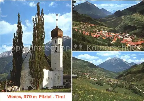 Wenns Pitztal Tirol Kirche Gesamtansicht mit Alpenpanorama Kat. Wenns