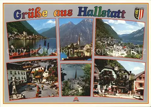 Hallstatt Salzkammergut Hallstaettersee Gondel Kirche Platz Brunnen Hotel Restaurant Kat. Hallstatt