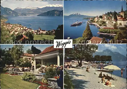 Weggis LU Badestrand Konzertpavillon Vierwaldstaettersee Alpenpanorama Kat. Weggis