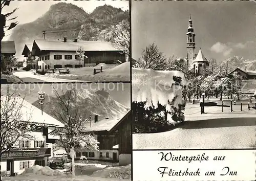 Flintsbach Inn Ortspartie an der Kirche im Winter Kat. Flintsbach a.Inn