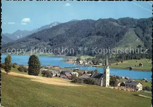 Techendorf Weissensee Ortsansicht mit Kirche Alpen Kat. 