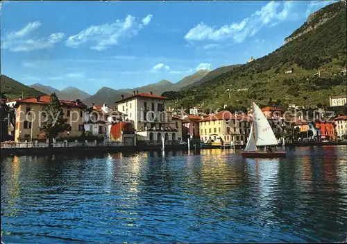Gravedona Como Ansicht vom Comersee aus Segelboot Kat. Como