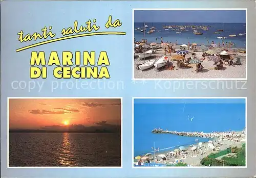 Marina di Cecina Sonnenuntergang Strand Fliegeraufnahme