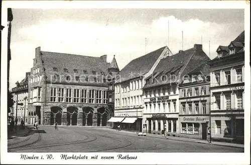 Minden Westfalen Marktplatz mit neuem Rathaus Kat. Minden
