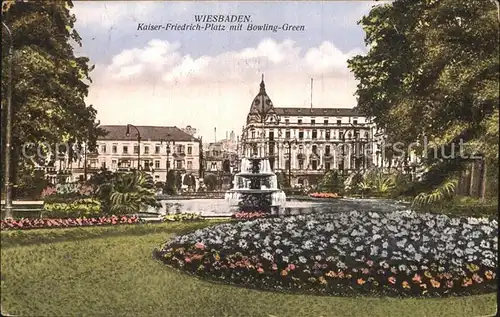 Wiesbaden Kaiser Friedrich Platz mit Bowling Green Kat. Wiesbaden