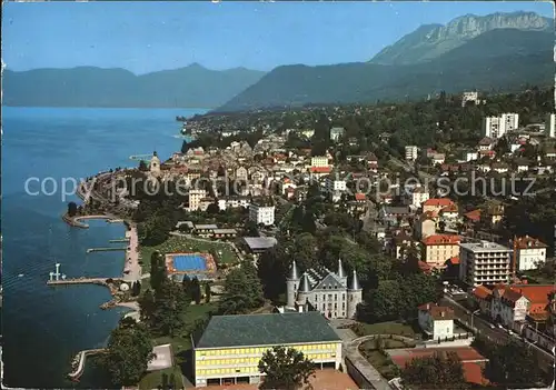 Evian les Bains Haute Savoie La ville Lac Leman et les monts du Chablais vue aerienne Kat. Evian les Bains