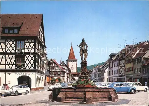 Gengenbach Brunnen Fachwerkhaeuser Innenstadt Kat. Gengenbach Schwarzwald