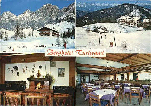 Ramsau Dachstein Steiermark Berghotel Tuerlwand Skilift Gaststube Kaminzimmer Kat. Ramsau am Dachstein