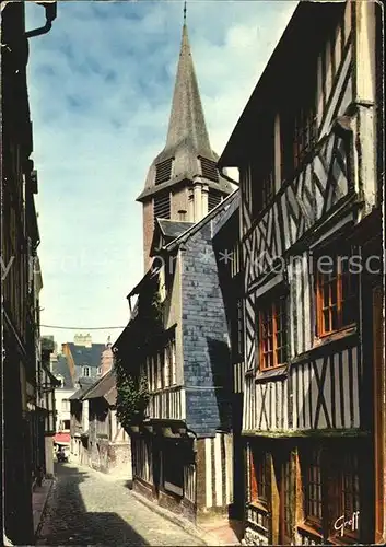 Honfleur Vieille rue pittoresque Clocher Sainte Catherine Kat. Honfleur