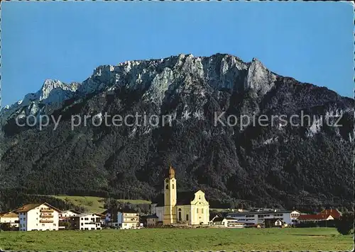 Ebbs Ortsansicht mit Kirche Sommerfrische Blick gegen Zahmen Kaiser Kat. Ebbs