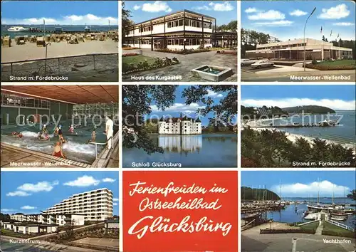 Gluecksburg Ostseebad Foerderbruecke Meerwasser  Wellenbad Kurzentrum Yachthafen Schloss  Kat. Gluecksburg (Ostsee)