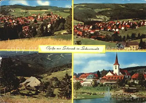 Schonach Schwarzwald Kirche Stadtansicht Kat. Schonach im Schwarzwald