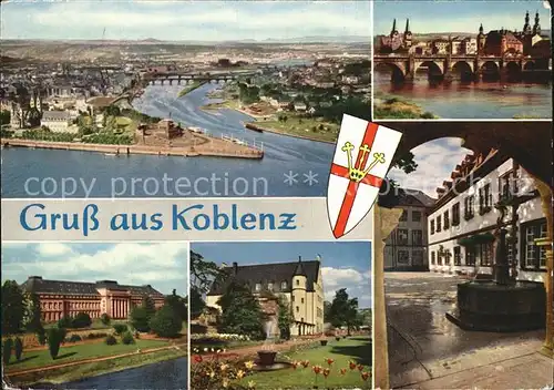 Koblenz Rhein Fliegeraufnahme Bruecke Schloss  Kat. Koblenz