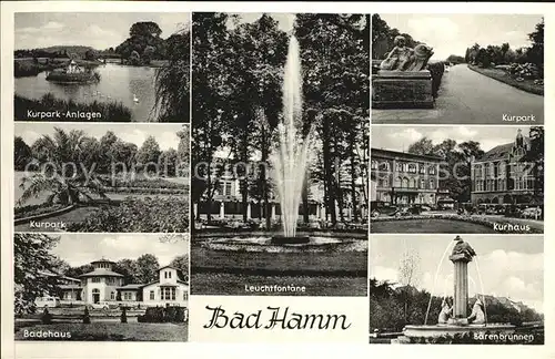 Bad Hamm Kurpark Anlagen Leuchtfontaene Kurhaus Badehaus Baerenbrunnen Kat. Hamm