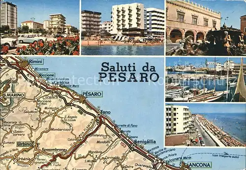 Pesaro Hafen Strand Strassenkarte Kat. Pesaro