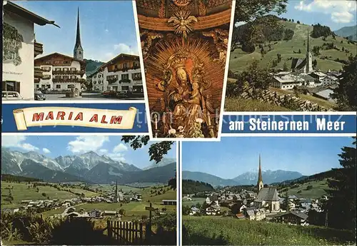 Maria Alm Steinernen Meer Teilansichten Panorama Wallfahrtskirche Kat. Maria Alm am Steinernen Meer