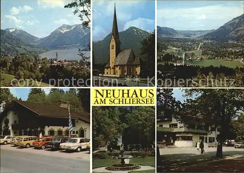 Neuhaus Schliersee Kirche Hotel Brunnen  Kat. Schliersee