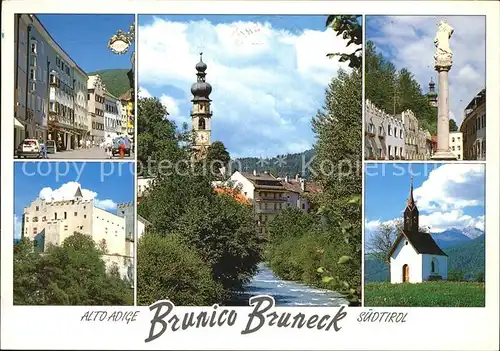 Bruneck Strassenpartie Schloss Kirche Saeule Kapelle Kat. Pustertal