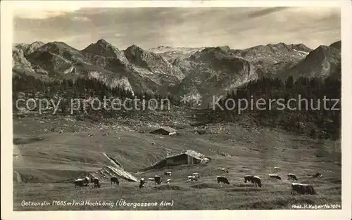 Berchtesgaden Gotzenalm mit Hochkoenig Bergmassiv Berchtesgadener Alpen Kat. Berchtesgaden