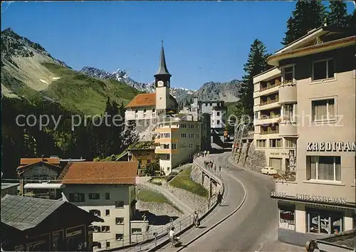 Arosa GR Dorfstrasse mit Kirche Kat. Arosa