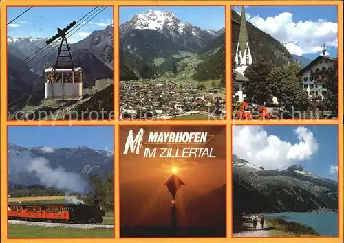 Mayrhofen Zillertal Seilbahn Total Ortsmotiv Eisenbahn Wegekreuz  Kat. Mayrhofen