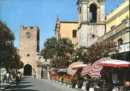 Taormina Sizilien Piazza San Agostino con la Torre dell Orologio Kat. 