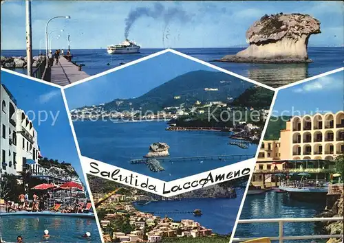 Lacco Ameno Dampfer Insel Swimmingpool Panorama Kat. Ischia Insel Golfo di Napoli