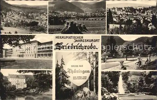 Friedrichroda Schloss Reinhardsbrunn Kurpark mit Teich und Fontaene Kat. Friedrichroda
