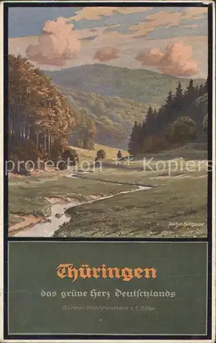 Thueringen Region Panoramazeichnung Kat. Erfurt