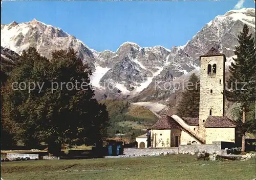 Macugnaga Chiesa vecchia ed il secolare tiglio Kat. Italien
