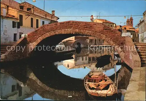 Comacchio Ponte San Pietro e Ponte dei Sisti Bruecken Wasserspiegelung Kat. Ferrara