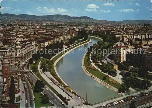 Wien Donaukanal Blick gegen Kahlenberg Leopoldsberg Kat. Wien