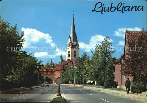 Ljubljana Strassenpartie Kirche Kat. Ljubljana