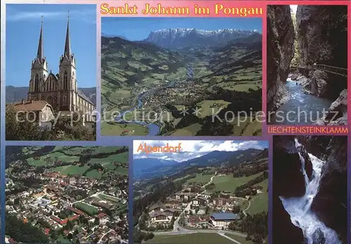 St Johann Pongau Kirche Fliegeraufnahme Liechtensteinklamm Panorama  Kat. 